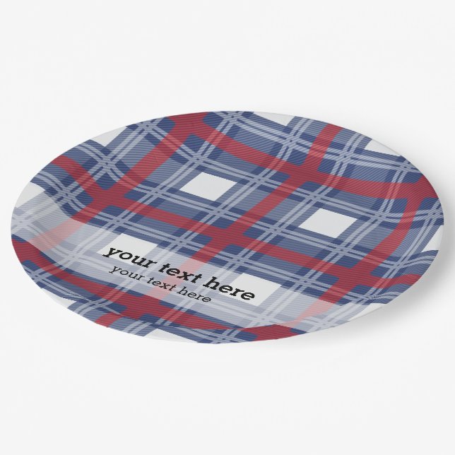 Patriotic plaid paper plate (Angled)