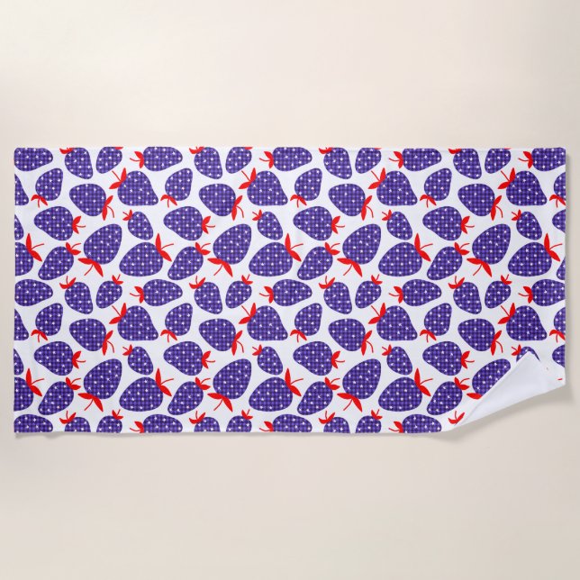 Patriotic Plaid Strawberry Beach Towel (Front)