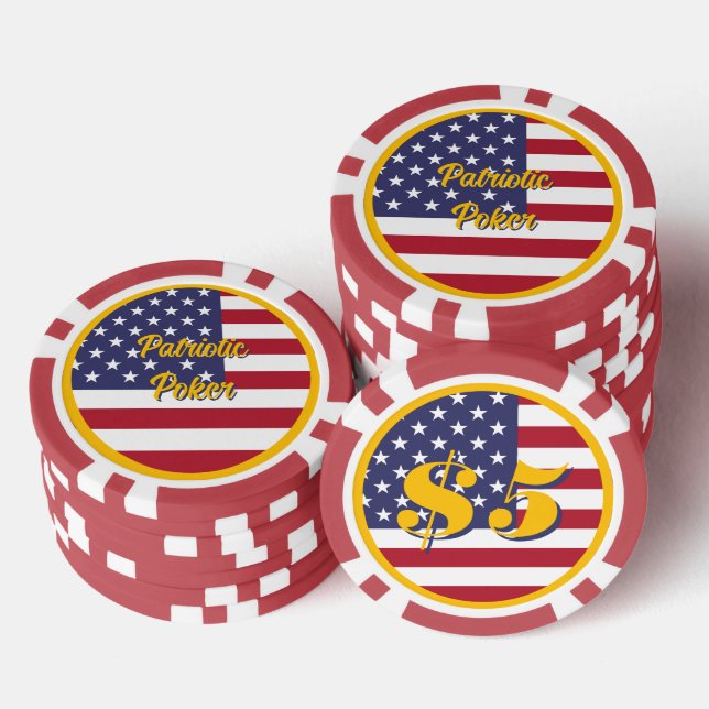 Patriotic Poker Night American Flag Personalised Chips (Stack)
