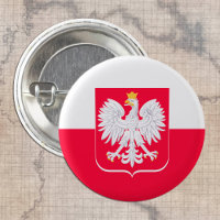 Patriotic Poland button, Polish Flag travel /sport