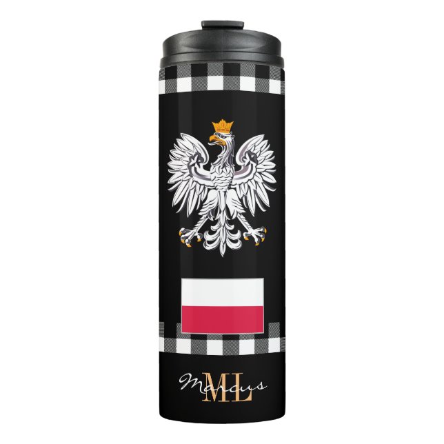 Patriotic Poland travel Mug, Polish Flag Thermal Tumbler (Front)