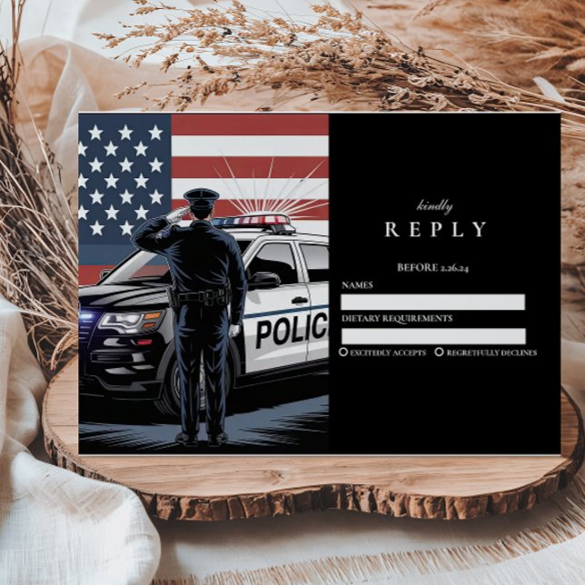 Patriotic Police Officer Graduation RSVP Card (Creator Uploaded)