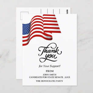 Patriotic Political Campaign Election Thank You Postcard