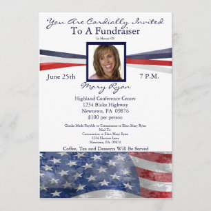 Patriotic Political Fundraiser Invitation w/ Photo