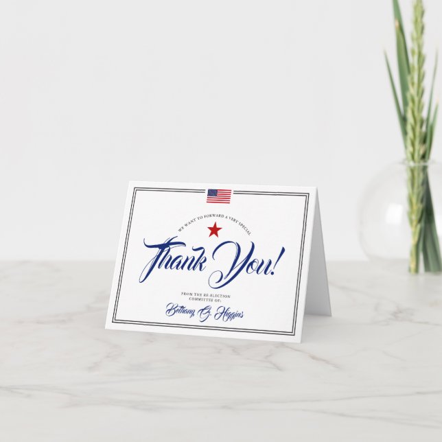 Patriotic Political Themed Donation Thank You Card (Front)