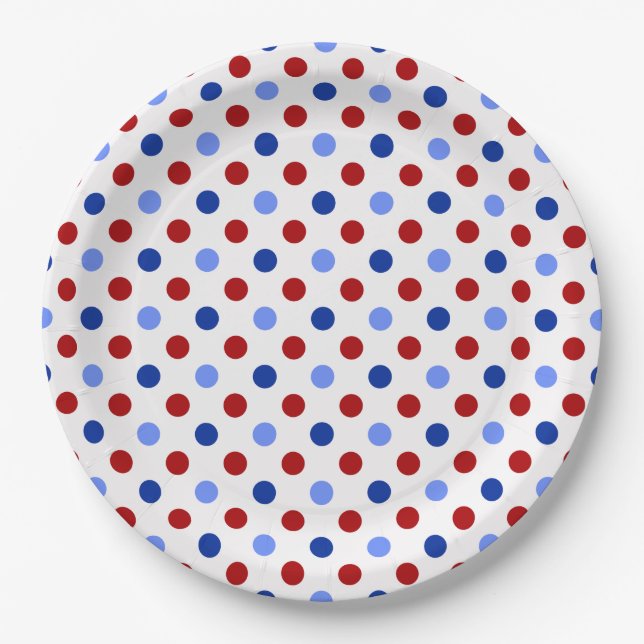 Patriotic Polka Dots Paper Plate (Front)