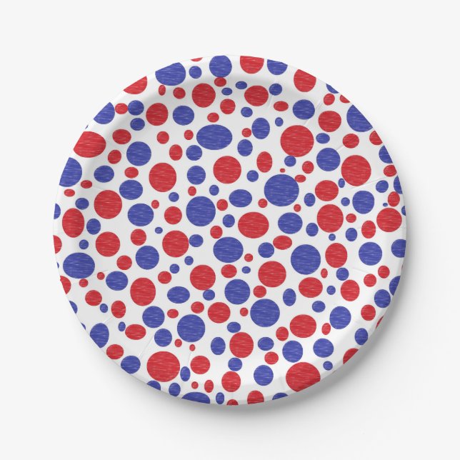 Patriotic Polka Dots Paper Plates (Front)