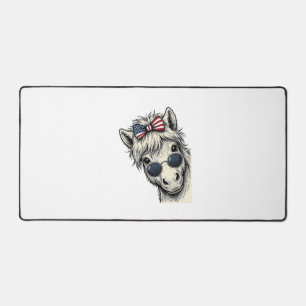 Patriotic Pony With Sunglasses Vintage Vector Desi Desk Mat