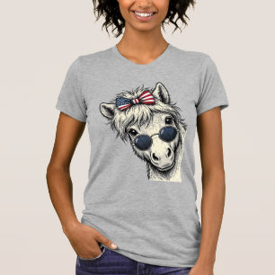 Patriotic Pony With Sunglasses Vintage Vector Desi T-Shirt