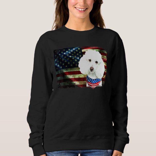 Patriotic Poodle American Flag Dog Men Women Sweatshirt (Front)