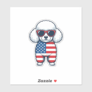 Patriotic Poodle in Sunglasses Vector Design_1