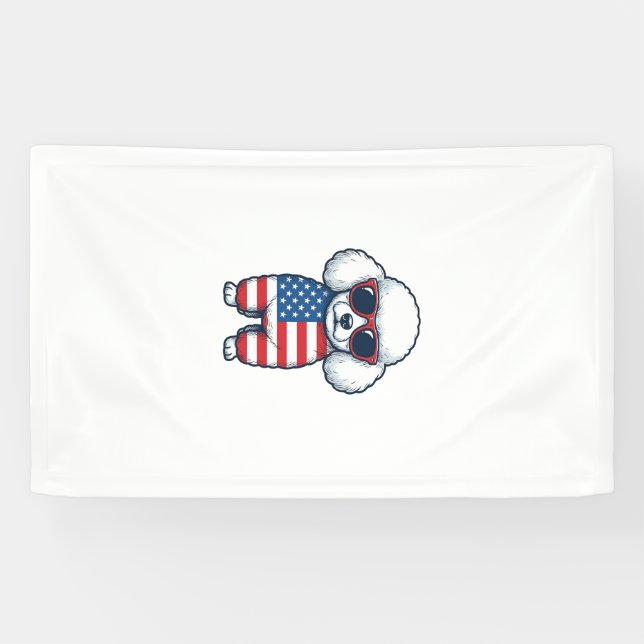 Patriotic Poodle in Sunglasses Vector Design_1 Banner (Horizontal)