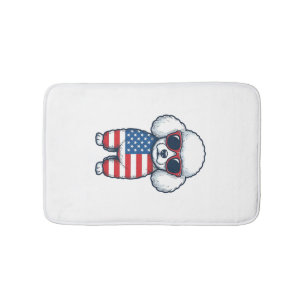 Patriotic Poodle in Sunglasses Vector Design_1 Bath Mat
