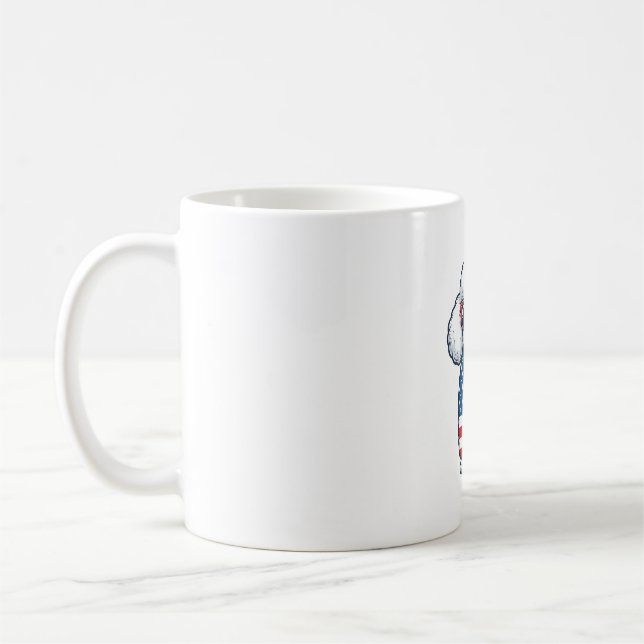 Patriotic Poodle in Sunglasses Vector Design_1 Coffee Mug (Left)
