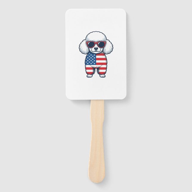 Patriotic Poodle in Sunglasses Vector Design_1 Hand Fan (Front)