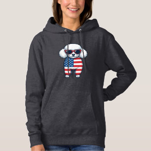 Patriotic Poodle in Sunglasses Vector Design_1 Hoodie