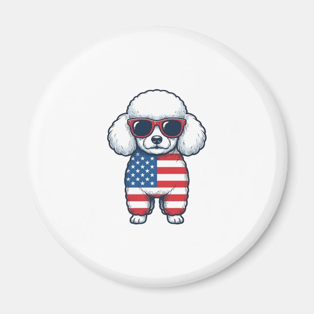Patriotic Poodle in Sunglasses Vector Design_1 Magnet (Front)