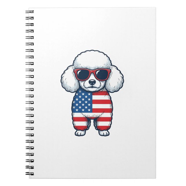 Patriotic Poodle in Sunglasses Vector Design_1 Notebook (Front)
