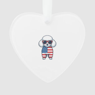 Patriotic Poodle in Sunglasses Vector Design_1 Ornament