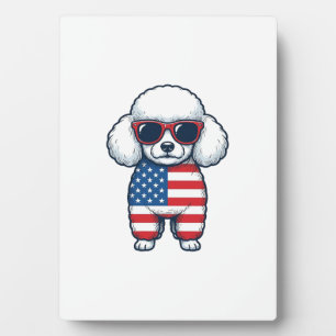 Patriotic Poodle in Sunglasses Vector Design_1 Plaque