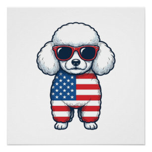 Patriotic Poodle in Sunglasses Vector Design_1 Poster