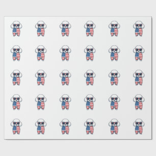 Patriotic Poodle in Sunglasses Vector Design_1 Wrapping Paper