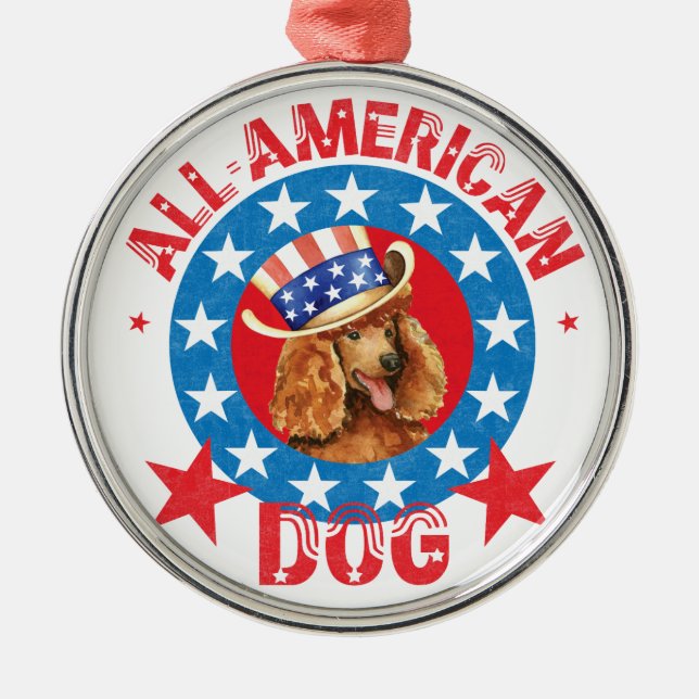Patriotic Poodle Metal Ornament (Front)