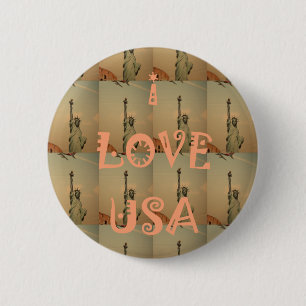 Patriotic Pop Art: "I Love USA" Graphic Art Design 6 Cm Round Badge