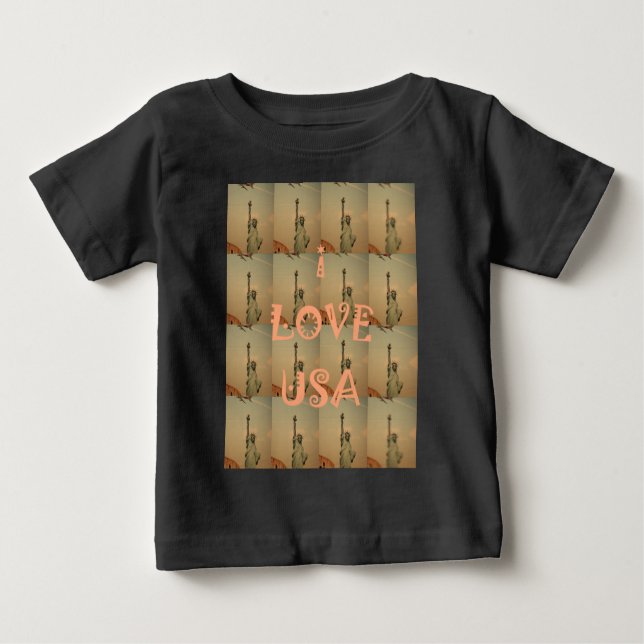 Patriotic Pop Art: "I Love USA" Graphic Art Design Baby T-Shirt (Front)