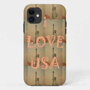 Patriotic Pop Art: "I Love USA" Graphic Art Design iPhone 11 Case