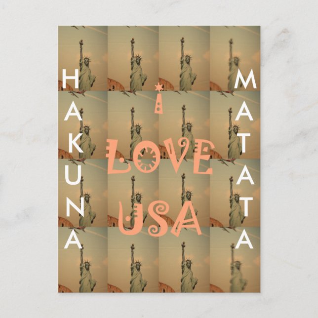 Patriotic Pop Art: "I Love USA" Graphic Art Design Postcard (Front)