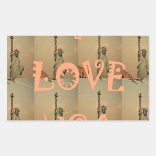 Patriotic Pop Art: "I Love USA" Graphic Art Design Rectangular Sticker