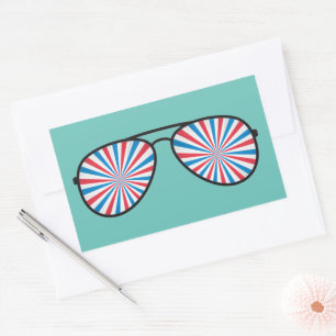 Patriotic PopArt Swirl Sunglasses Rectangular Sticker