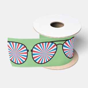 Patriotic PopArt Swirl Sunglasses Satin Ribbon