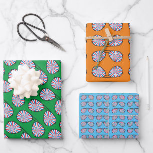 Patriotic PopArt Swirl Sunglasses Wrapping Paper Sheet