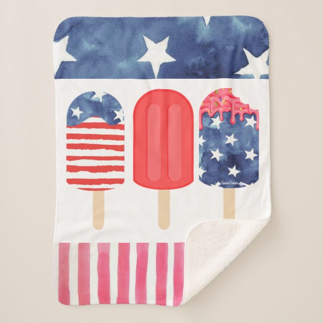Patriotic Popsicle Sherpa Blanket (Front)