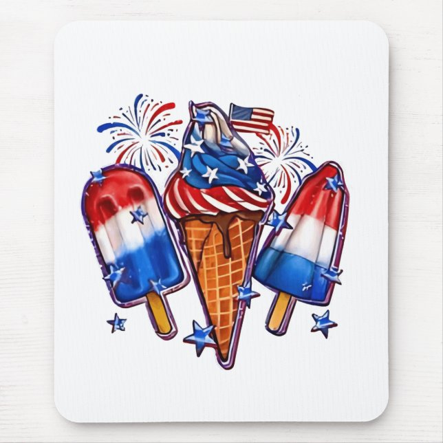Patriotic Popsicles Ice Cream 4th of July Mouse Pad (Front)