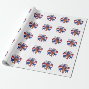Patriotic Popsicles Ice Cream 4th of July Wrapping Paper