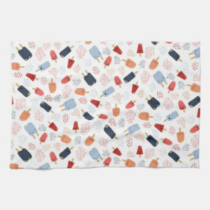 Patriotic Popsicles in Red, White and Blue Apron Tea Towel