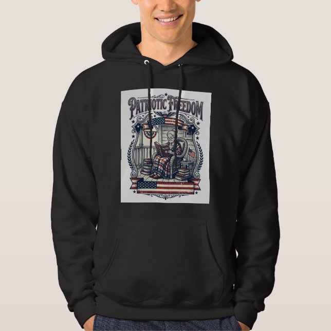 Patriotic Porch Bookworm Vector Graphic Tee (Front)