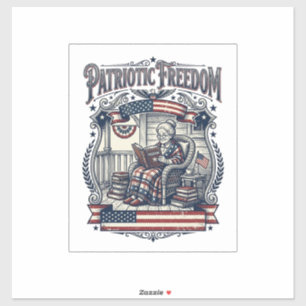 Patriotic Porch Bookworm Vector Graphic Tee
