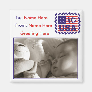 Patriotic Postcard Style Picture Frame Magnet