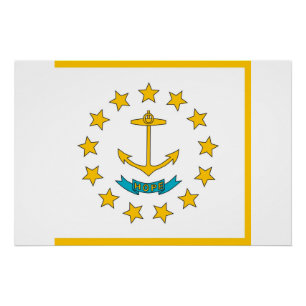 Patriotic poster with Flag of Rhode Island