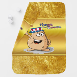 Patriotic potato with American hat and a USA flag Baby Blanket