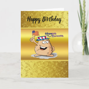 Patriotic potato with American hat and a USA flag Card