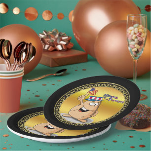 Patriotic potato with American hat and a USA flag Paper Plate