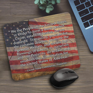Patriotic Preamble to US Constitution Typography Mouse Pad