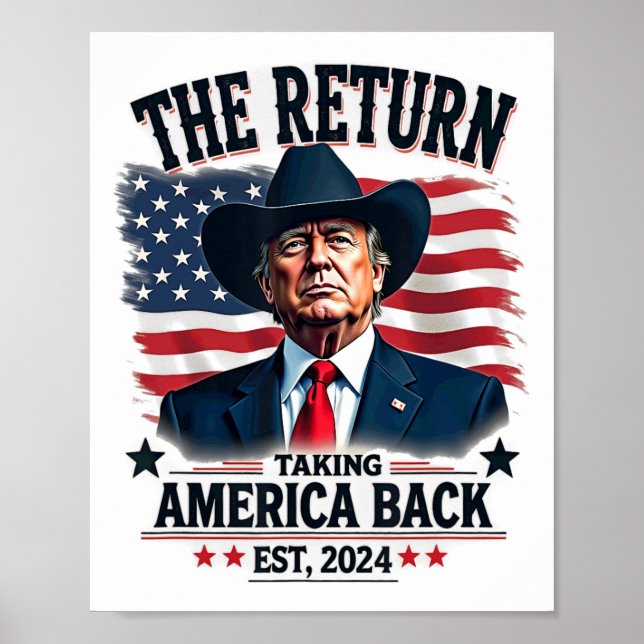 Patriotic President Donald Trump Cowboy Taking Ame Poster (Front)