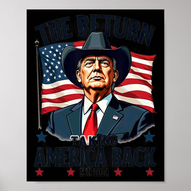 Patriotic President Donald Trump Cowboy Taking Ame Poster (Front)