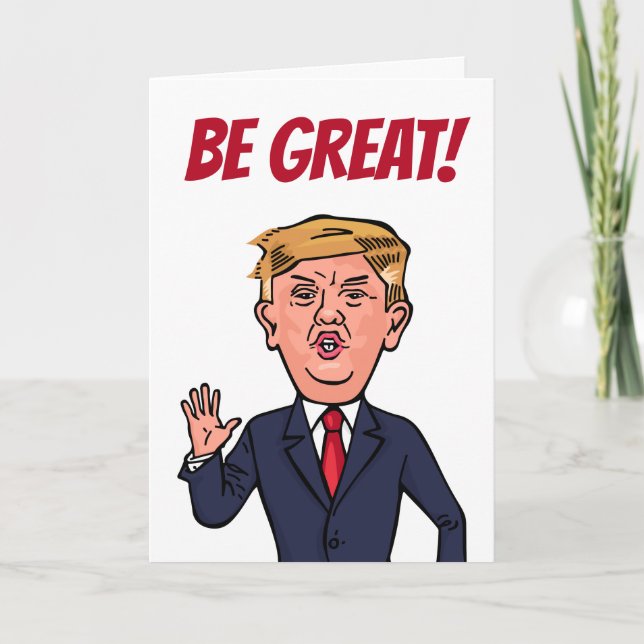 Patriotic President Donald Trump Funny Cartoon USA Card (Front)